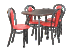 Obrazek Zestaw Refleks stół i 4 krzesła metalowe
